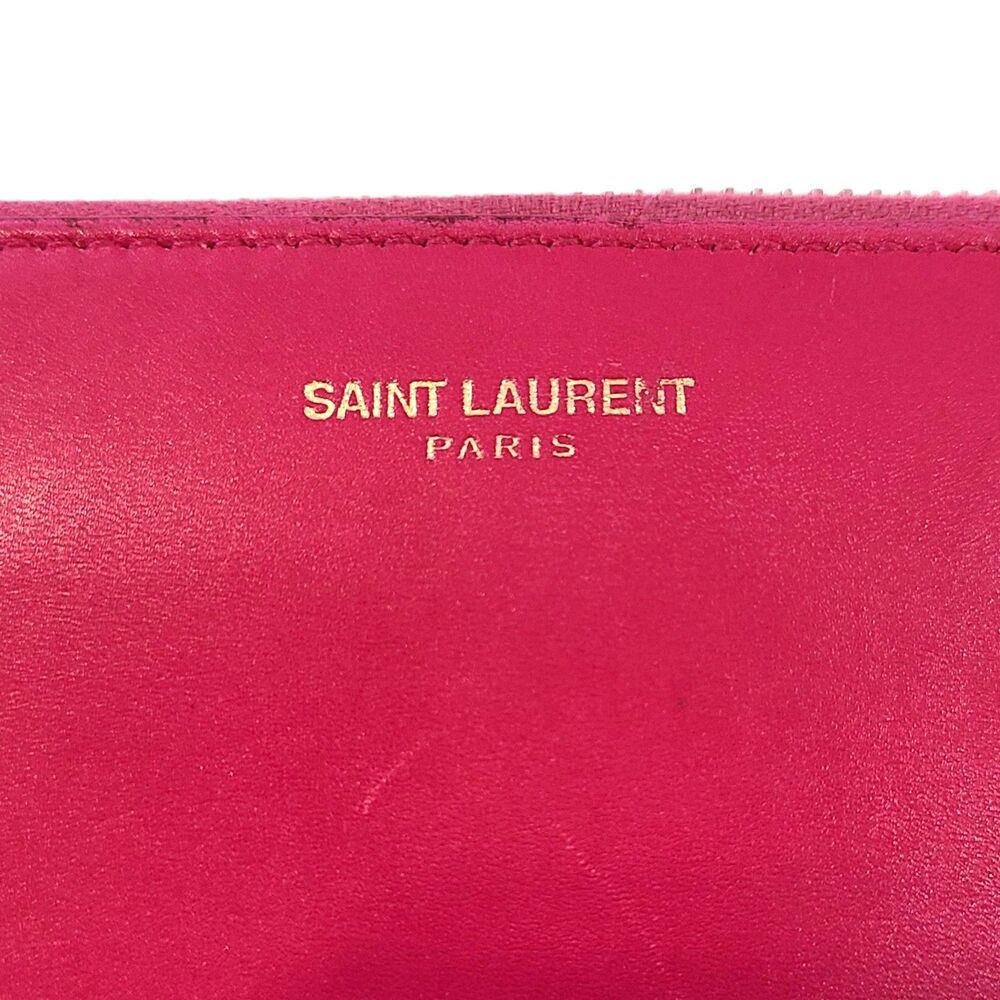 Saint Laurent (Authentic) Electric Pink Leather & Gold Zippy Long Wallet, VGUC - Picture 5 of 10